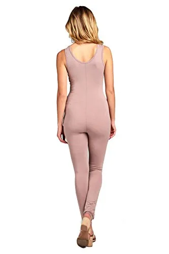 Khanomak Women's Sleeveless Solid Scoop Neck Bodycon One Piece Jumpsuits Playsuits