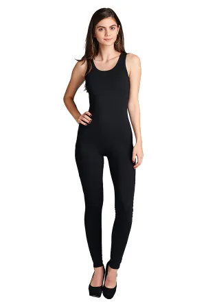 Khanomak Women's Sleeveless Solid Scoop Neck Bodycon One Piece Jumpsuits Playsuits