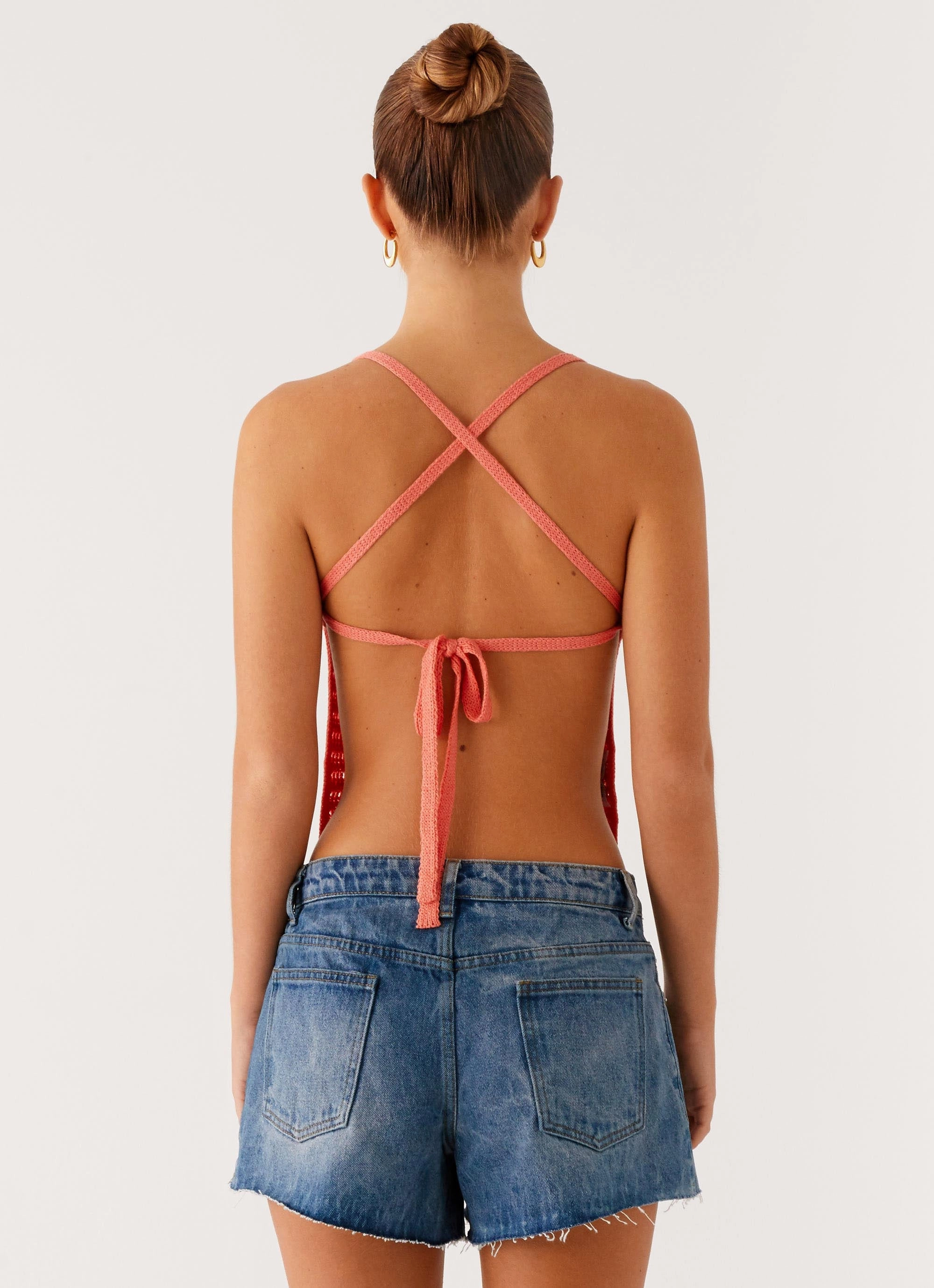 Kia Cross Back Top - Coral BoxyCrop CushionedSupport