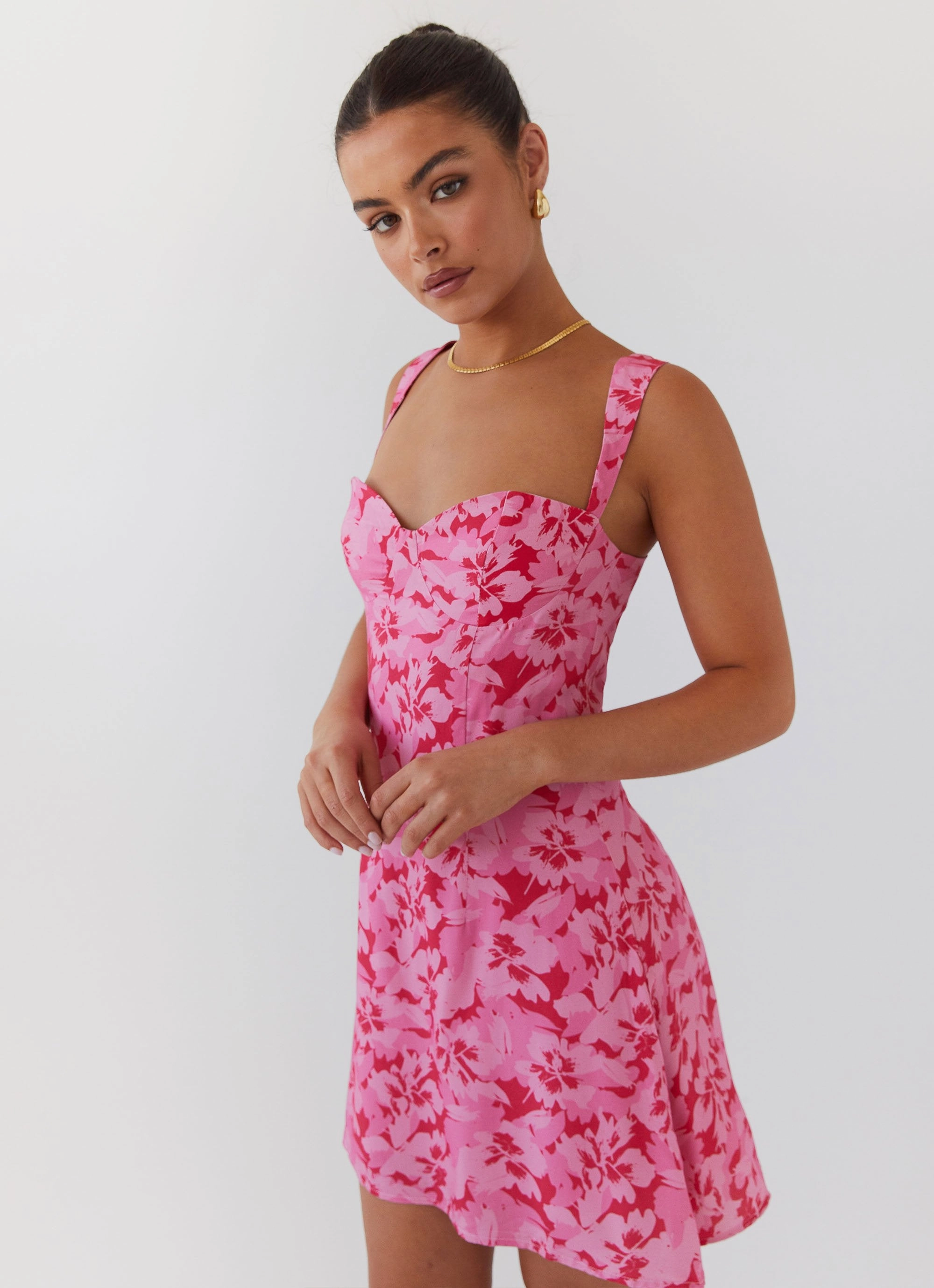 Kiah Bustier Mini Dress - Cherry Blossom packable
