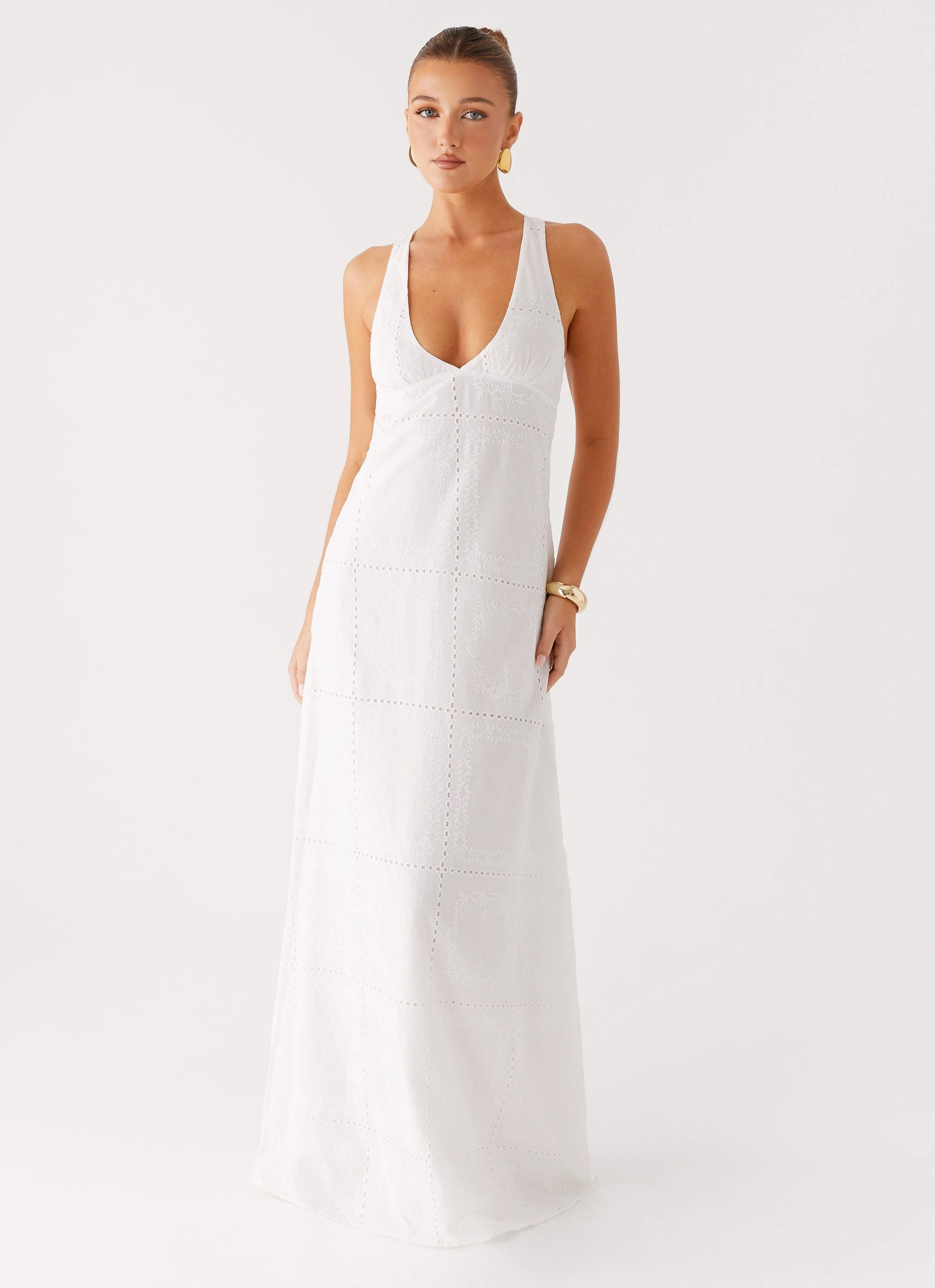 Kiana Halter Maxi Dress - White Cool Finish