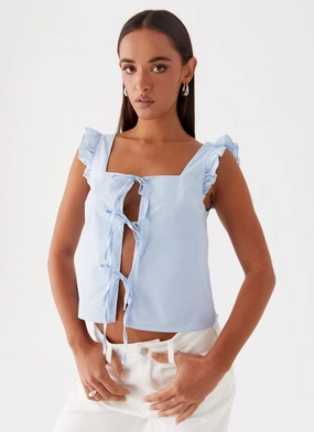 Kiani Tie Front Top - Blue Anti Microbial Lining Multipurpose Design