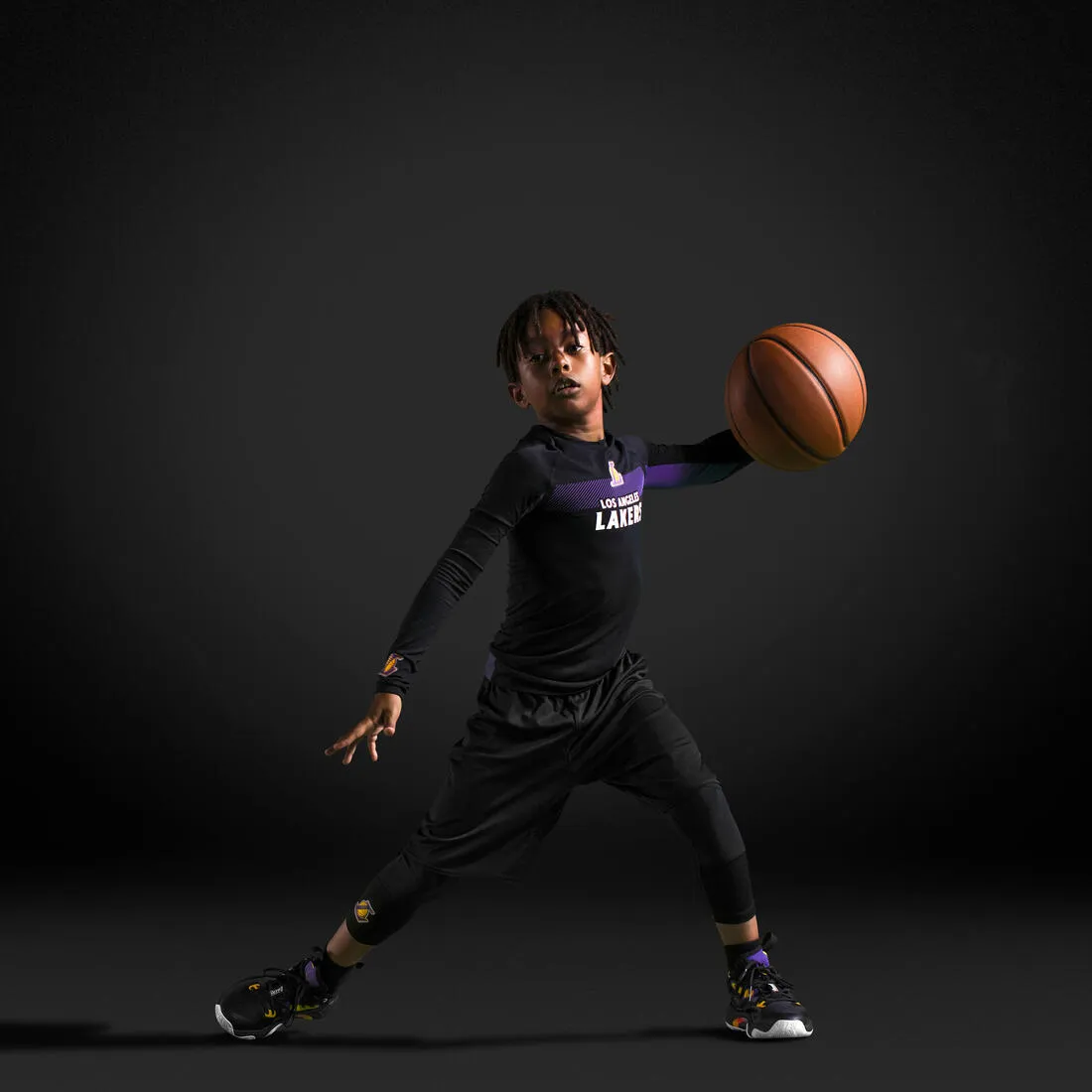 Kids' Basketball 3/4 Leggings 500 - NBA Los Angeles Lakers/Black