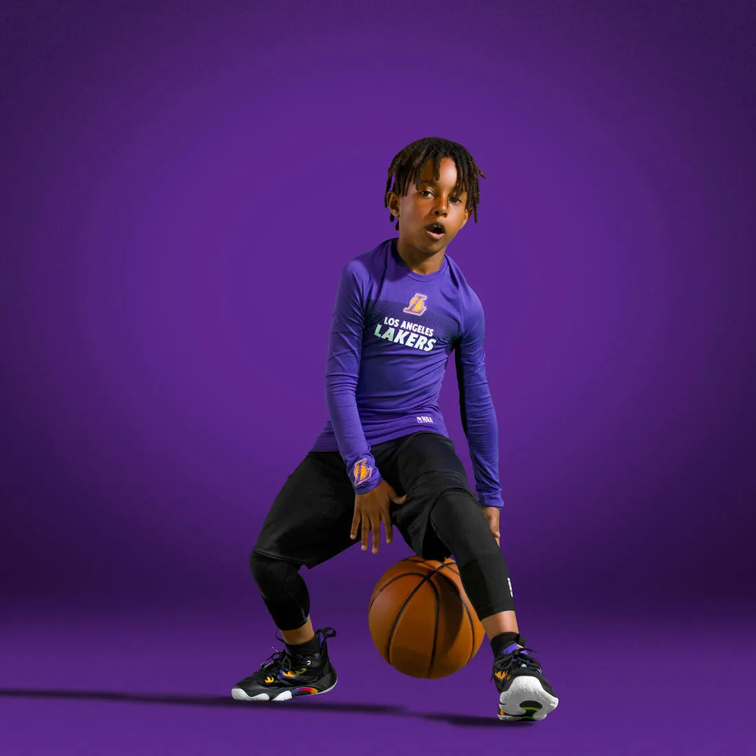 Kids' Basketball 3/4 Leggings 500 - NBA Los Angeles Lakers/Black