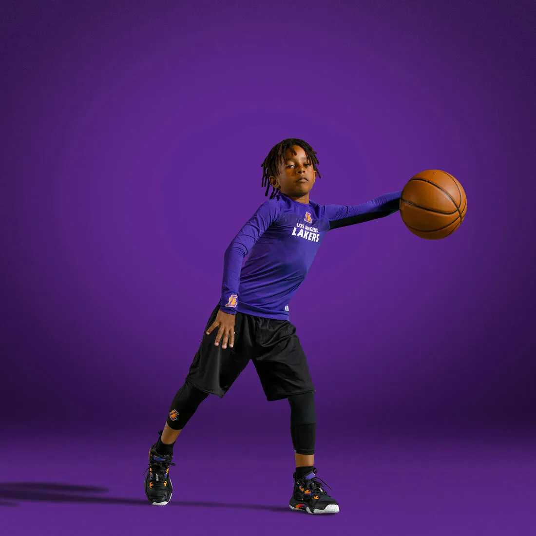 Kids' Basketball 3/4 Leggings 500 - NBA Los Angeles Lakers/Black