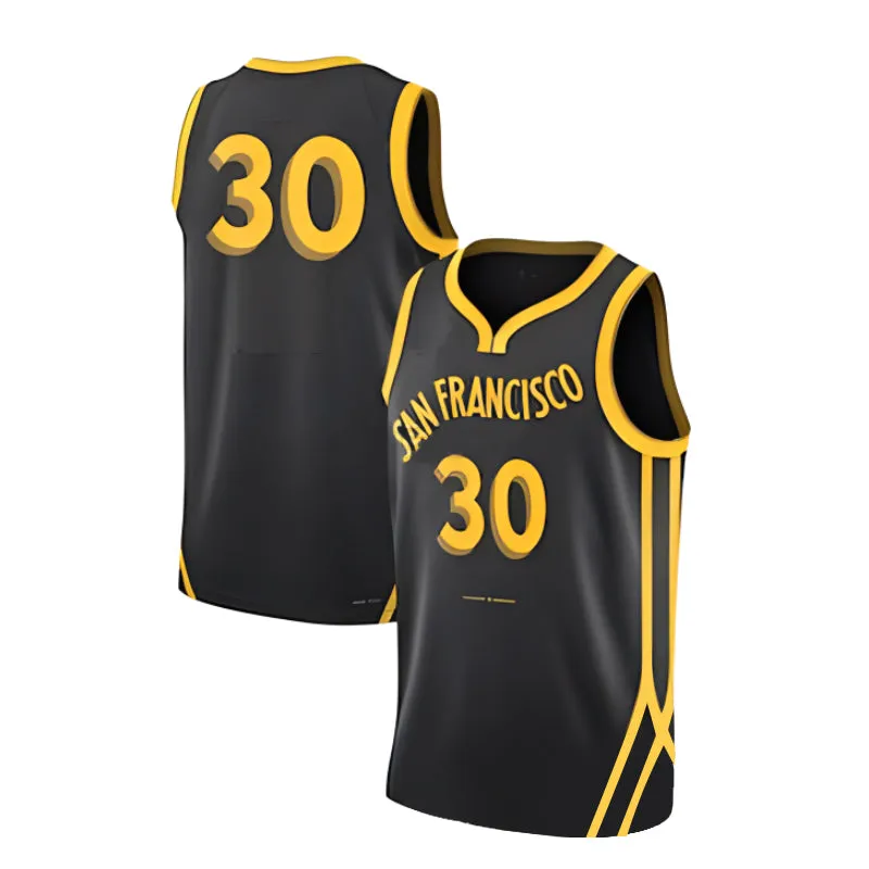 Kids GSW Jersey San Francisco City Edition Black Basketball Clothes Shirt and Shorts Suit