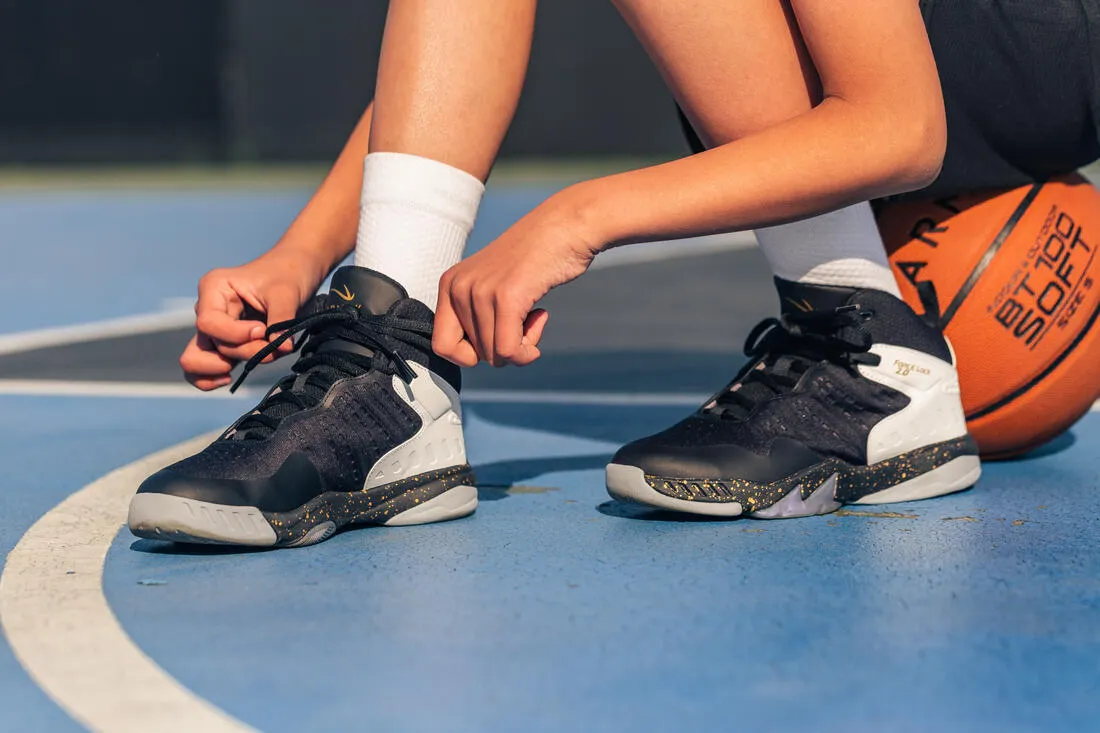 Kids' Low-Rise Intermediate Basketball Socks Twin-Pack - White