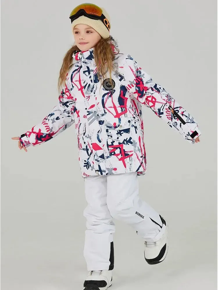 Kids Outdoor Ski Jacket & Pants Set Insulated Snowboard Outwear