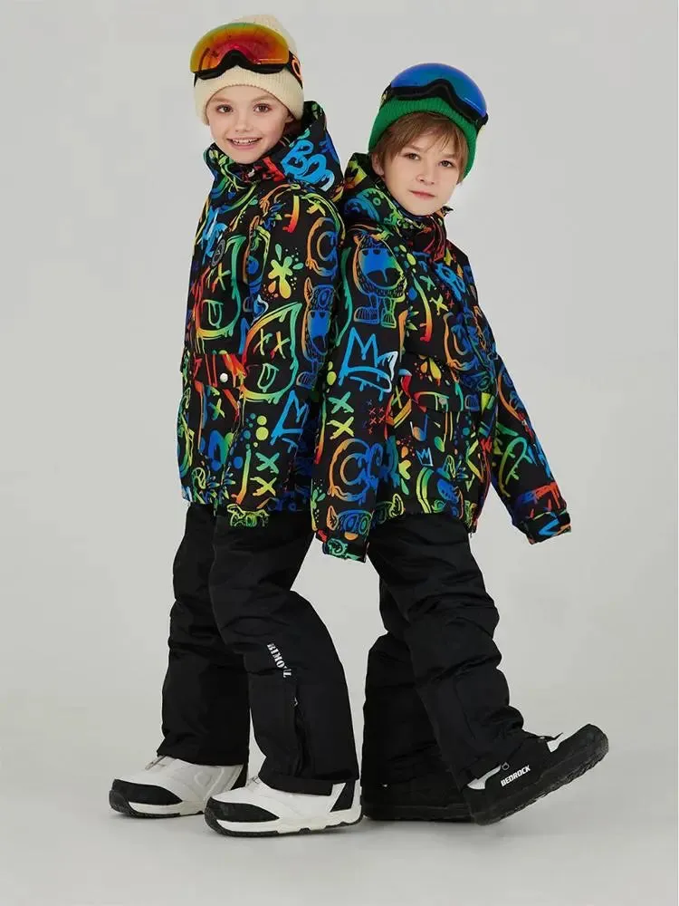 Kids Outdoor Ski Jacket & Pants Set Insulated Snowboard Outwear