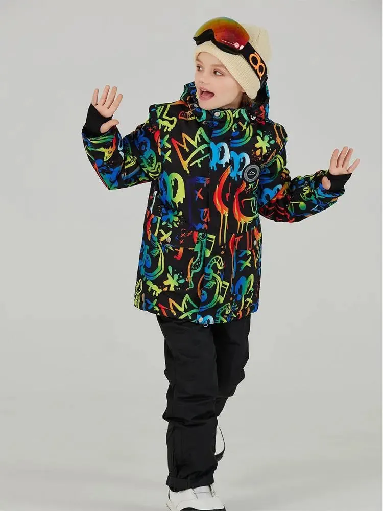 Kids Outdoor Ski Jacket & Pants Set Insulated Snowboard Outwear