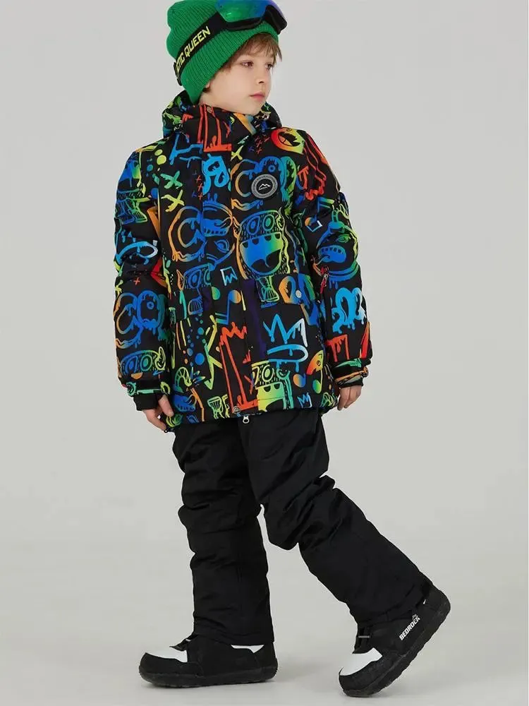 Kids Outdoor Ski Jacket & Pants Set Insulated Snowboard Outwear