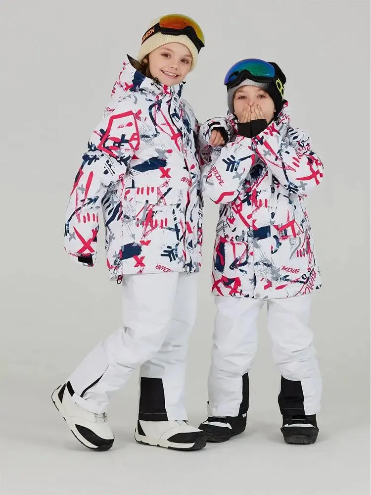 Kids Outdoor Ski Jacket & Pants Set Insulated Snowboard Outwear