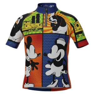 Kid's Steamboat Willie Comic Vignettes Short Sleeve Cycling Jersey