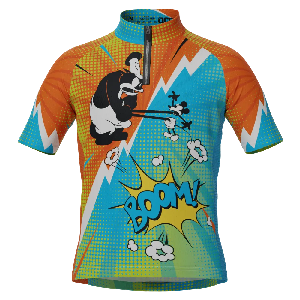 Kid's Steamboat Willie Comics Short Sleeve Cycling Jersey