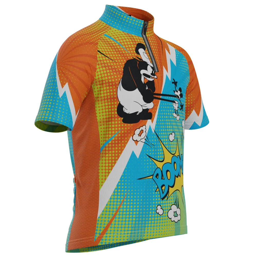Kid's Steamboat Willie Comics Short Sleeve Cycling Jersey