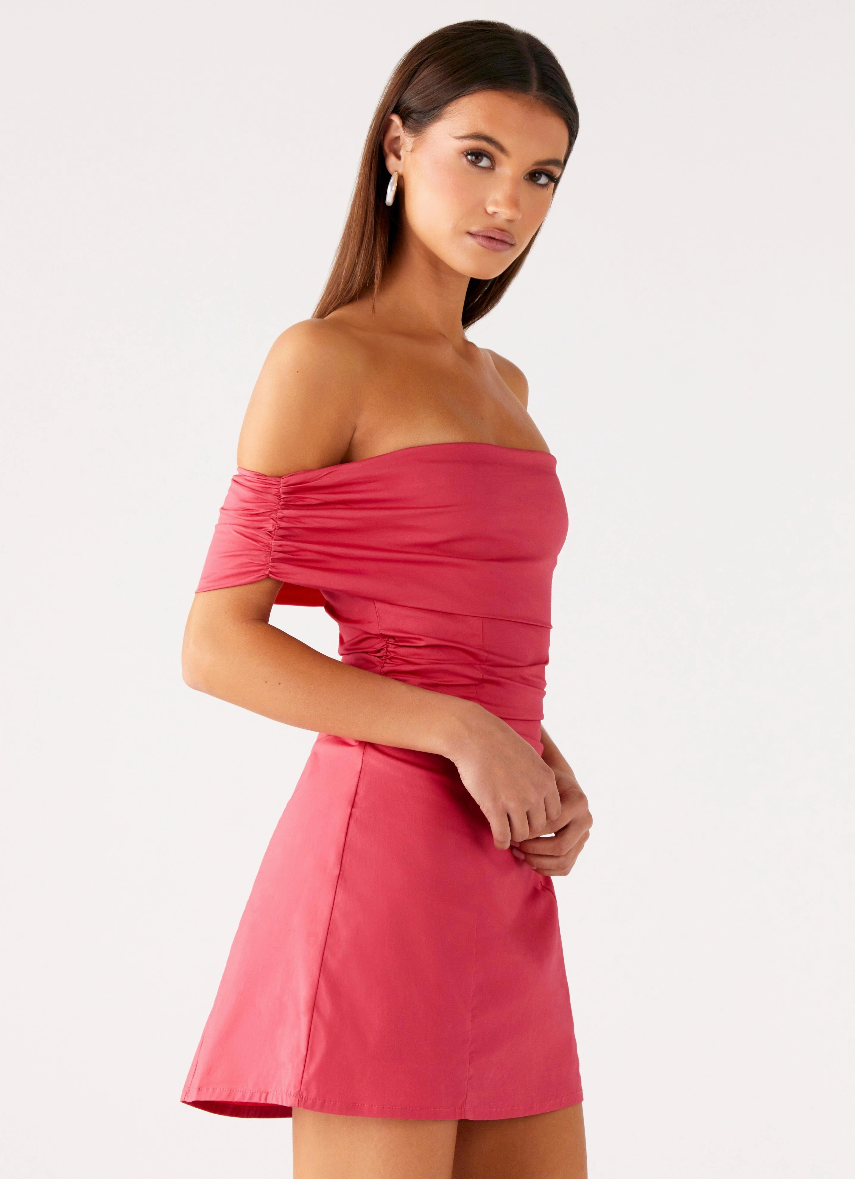 High-Low-Hem Soft-touch Kierra Mini Dress - Coral