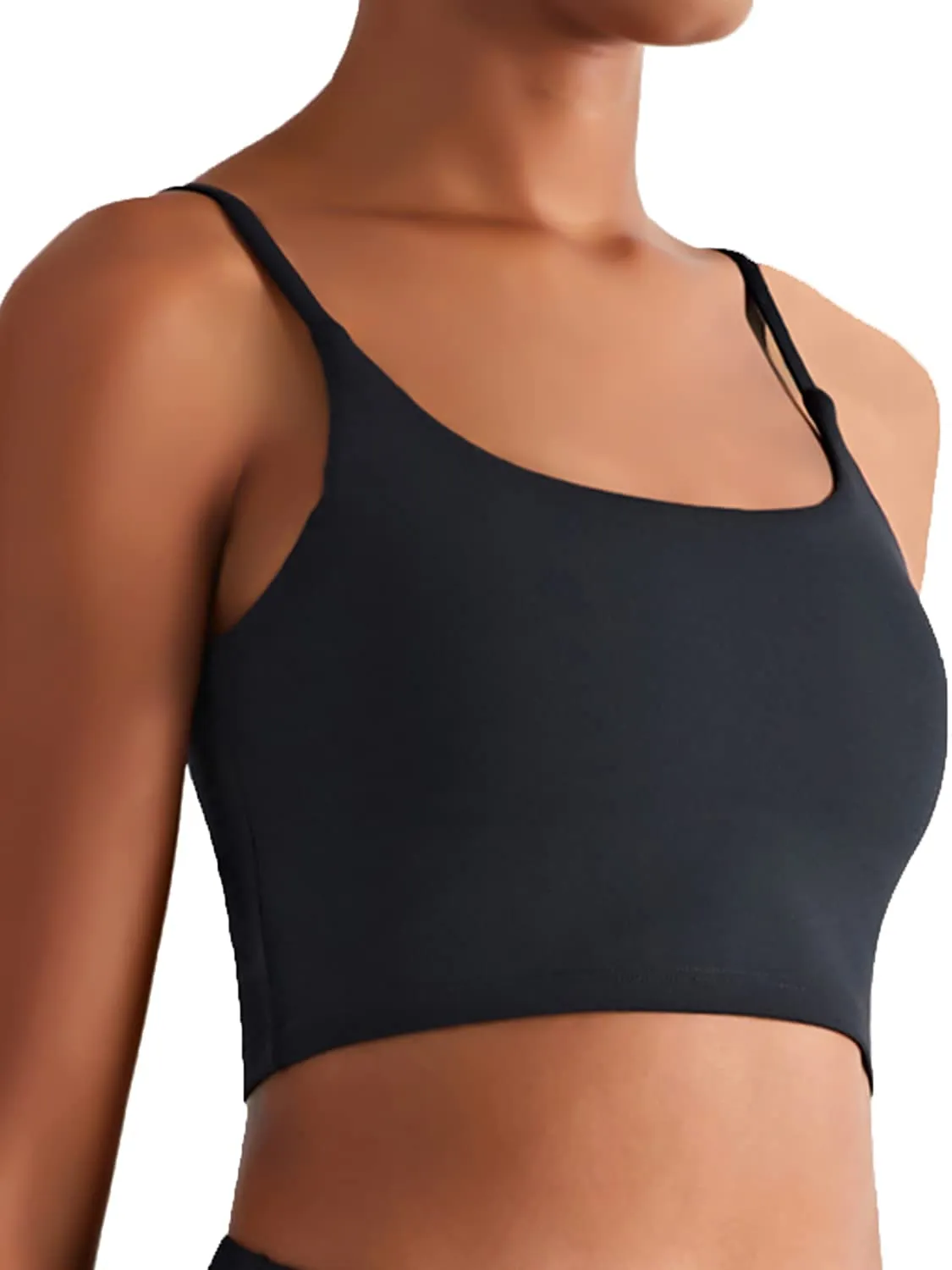 KIKIWING Women's Seamless Sports Bra Workout Crop Top Tank Tops for Women Long Lined Sports Bra Ribbed Crop Top Fitness