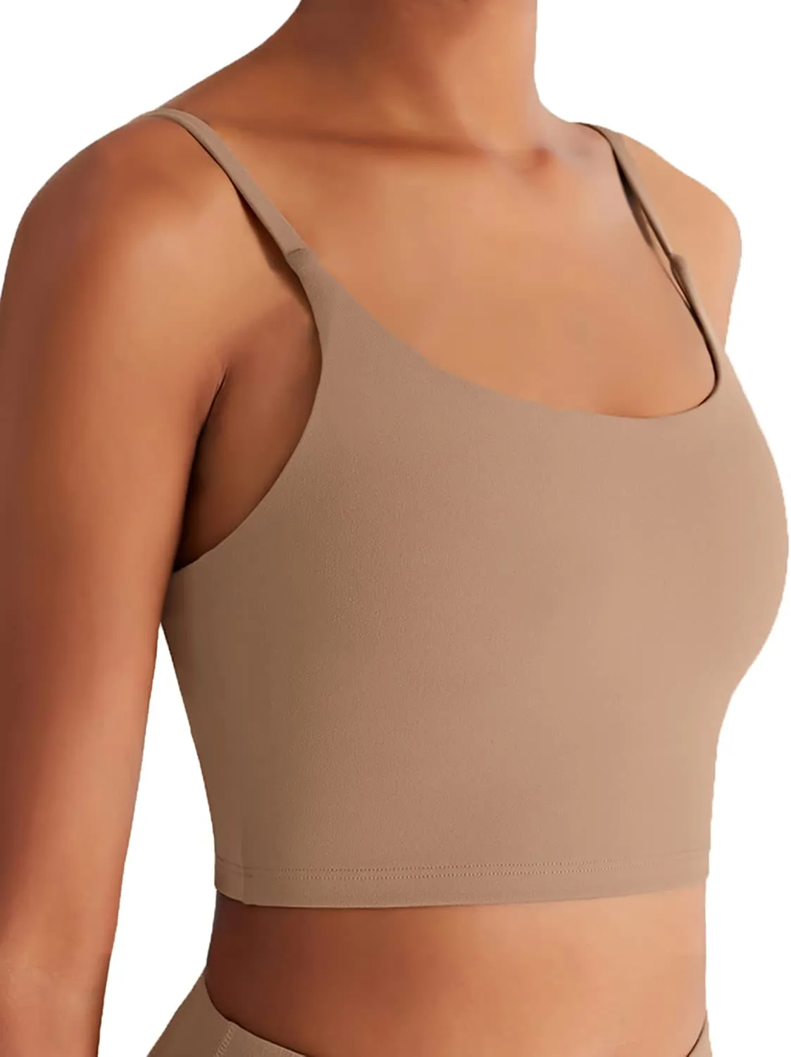 KIKIWING Women's Seamless Sports Bra Workout Crop Top Tank Tops for Women Long Lined Sports Bra Ribbed Crop Top Fitness