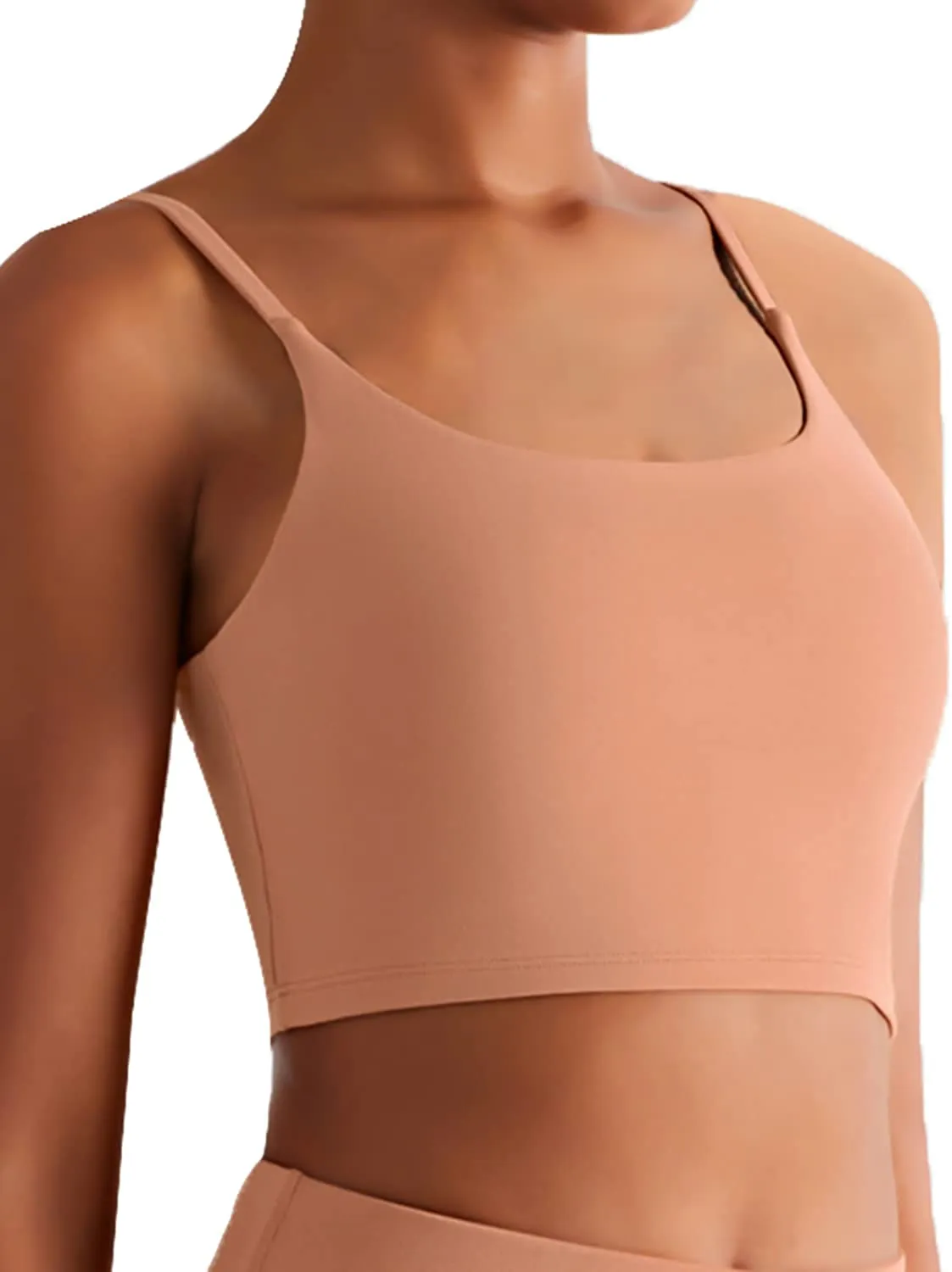 KIKIWING Women's Seamless Sports Bra Workout Crop Top Tank Tops for Women Long Lined Sports Bra Ribbed Crop Top Fitness