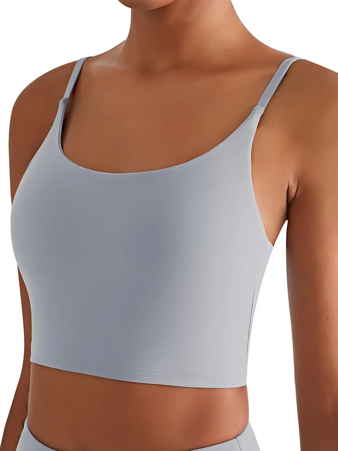 KIKIWING Women's Seamless Sports Bra Workout Crop Top Tank Tops for Women Long Lined Sports Bra Ribbed Crop Top Fitness