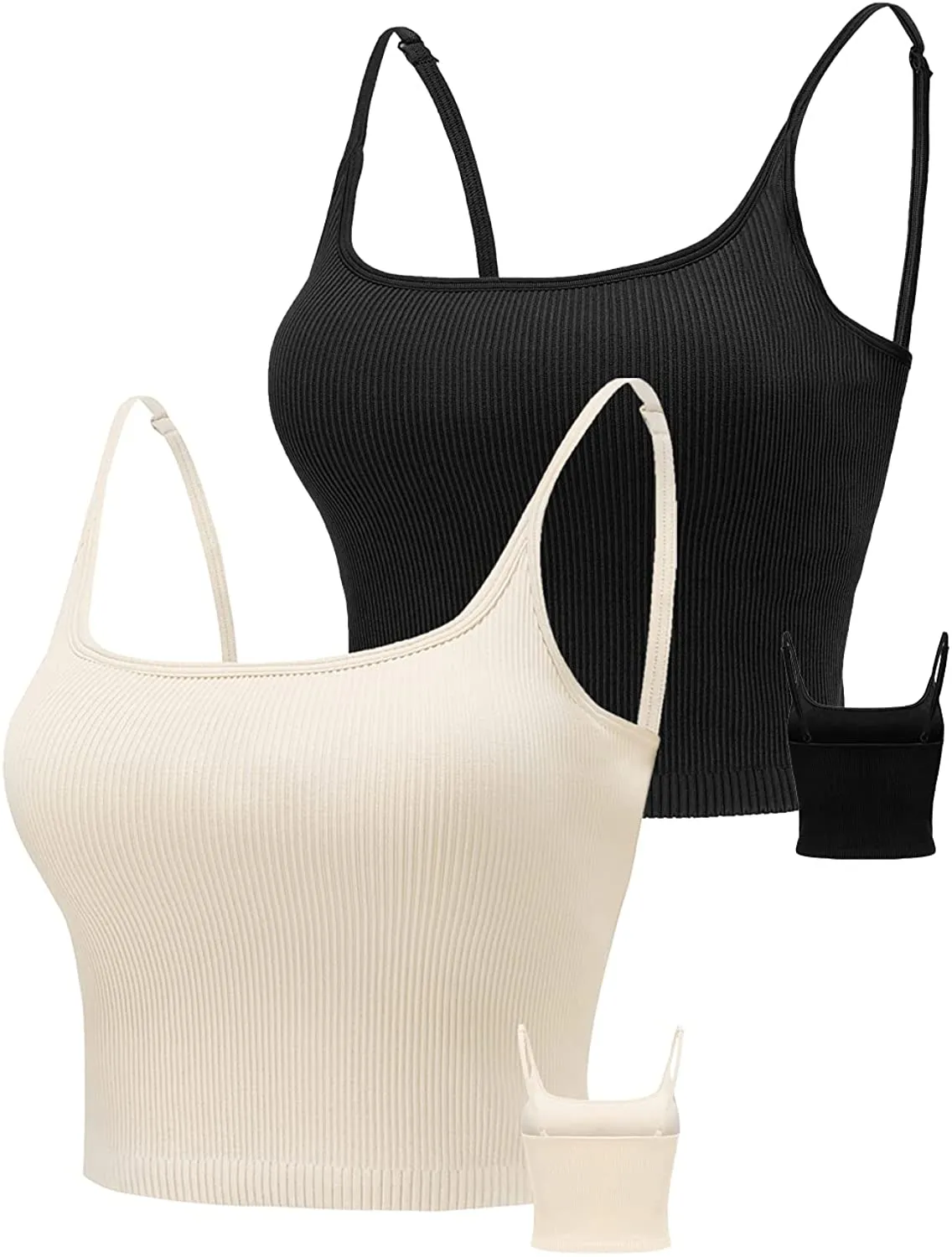 KIKIWING Women's Seamless Sports Bra Workout Crop Top Tank Tops for Women Long Lined Sports Bra Ribbed Crop Top Fitness