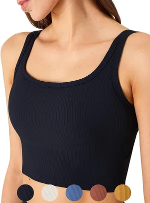 KIKIWING Women's Seamless Sports Bra Workout Crop Top Tank Tops for Women Long Lined Sports Bra Ribbed Crop Top Fitness