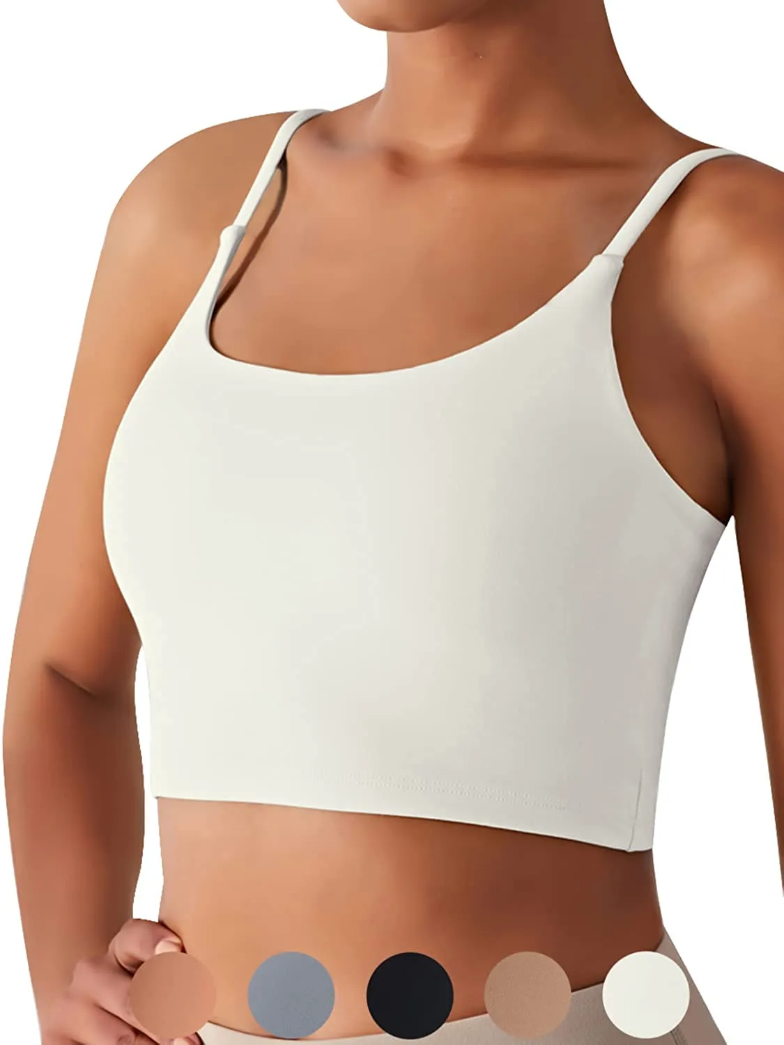 KIKIWING Women's Seamless Sports Bra Workout Crop Top Tank Tops for Women Long Lined Sports Bra Ribbed Crop Top Fitness