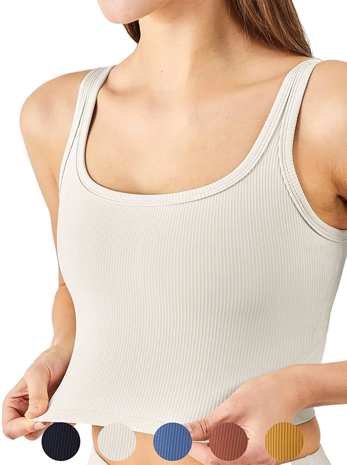KIKIWING Women's Seamless Sports Bra Workout Crop Top Tank Tops for Women Long Lined Sports Bra Ribbed Crop Top Fitness