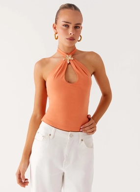 Kirra Halter Top - Peach HighDurabilityWeave NonIrritatingEdges