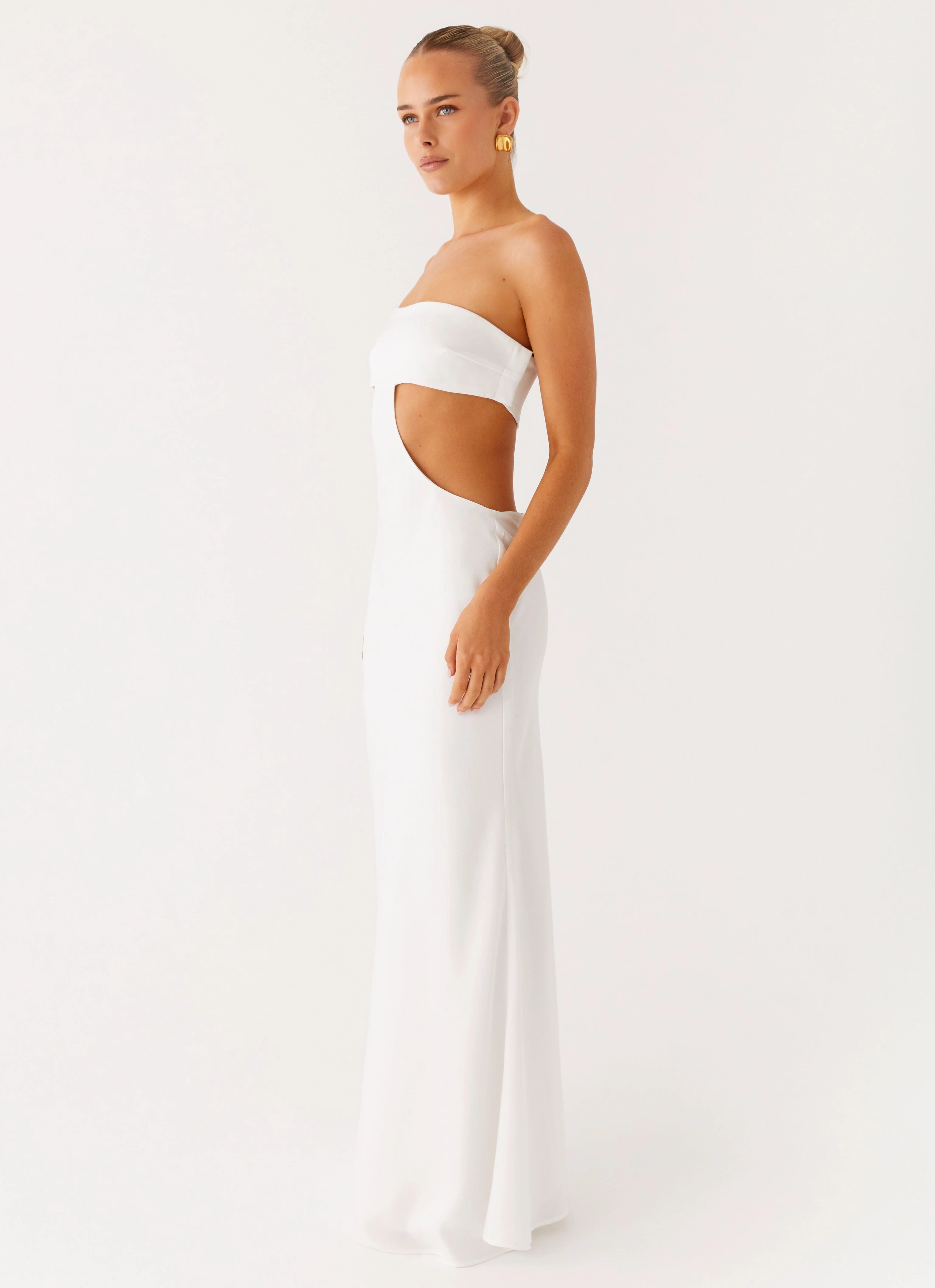 Kiss Me Cut Out Maxi - Ivory Dreamy Drape Workwear Comfort