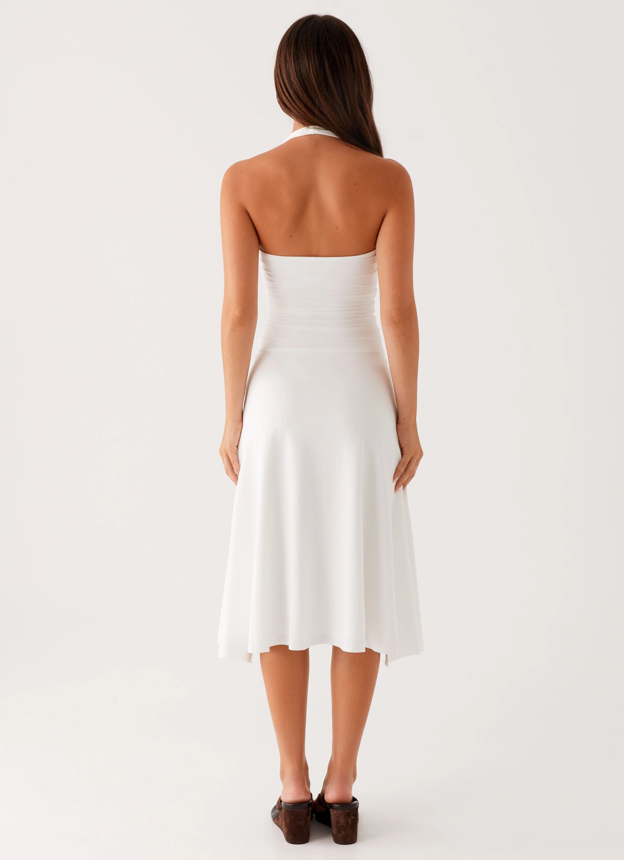 Fashion-Forward Elegant Fit Klyne Midi Dress - Ivory