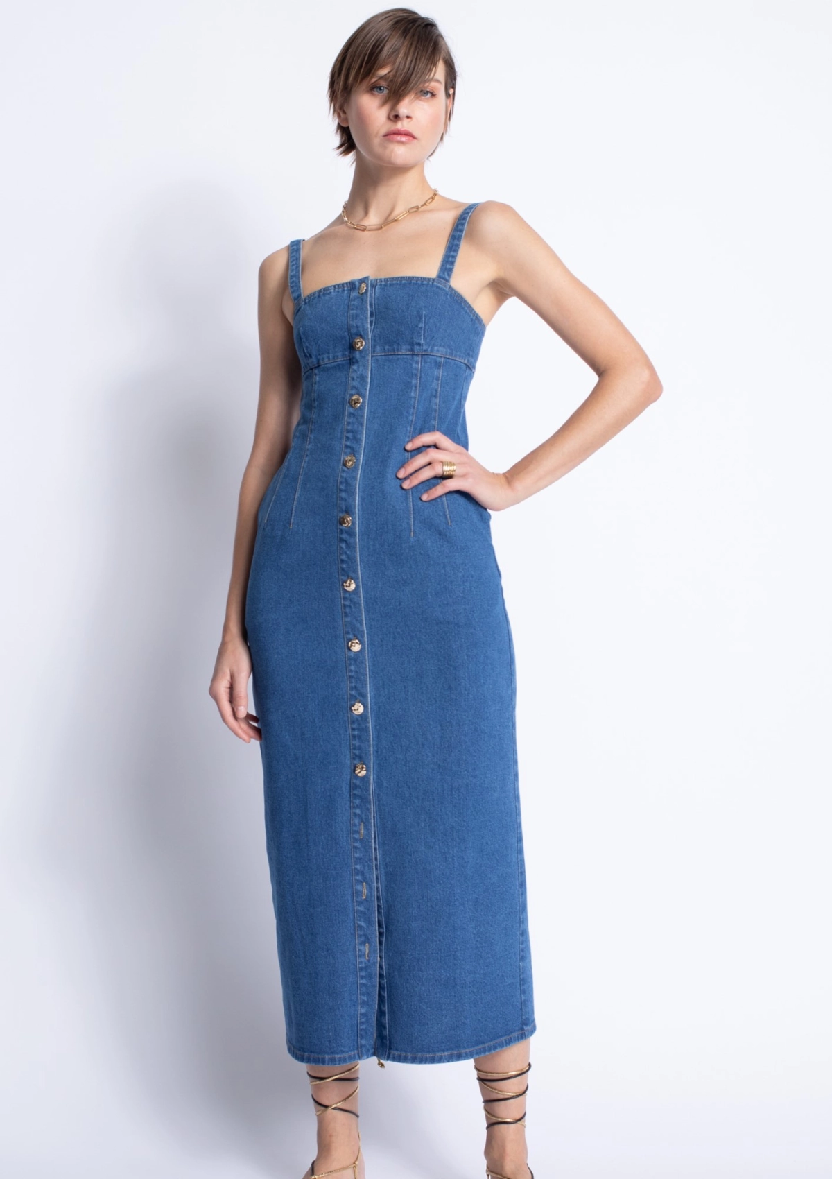 Feminine full-length gown Comfortable Look Rio Denim Midi Dress