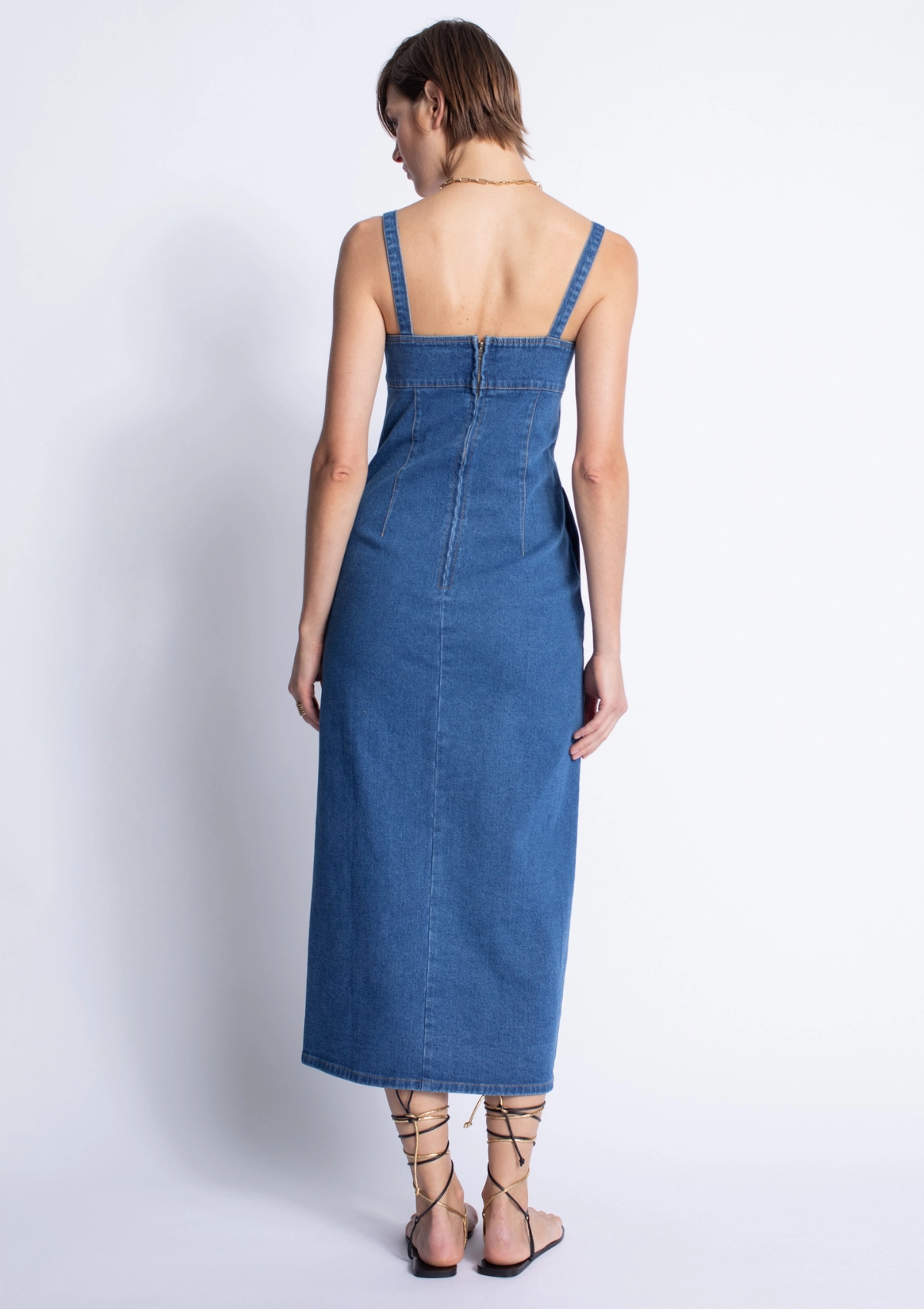 Rio Denim Midi Dress Easy Wrap