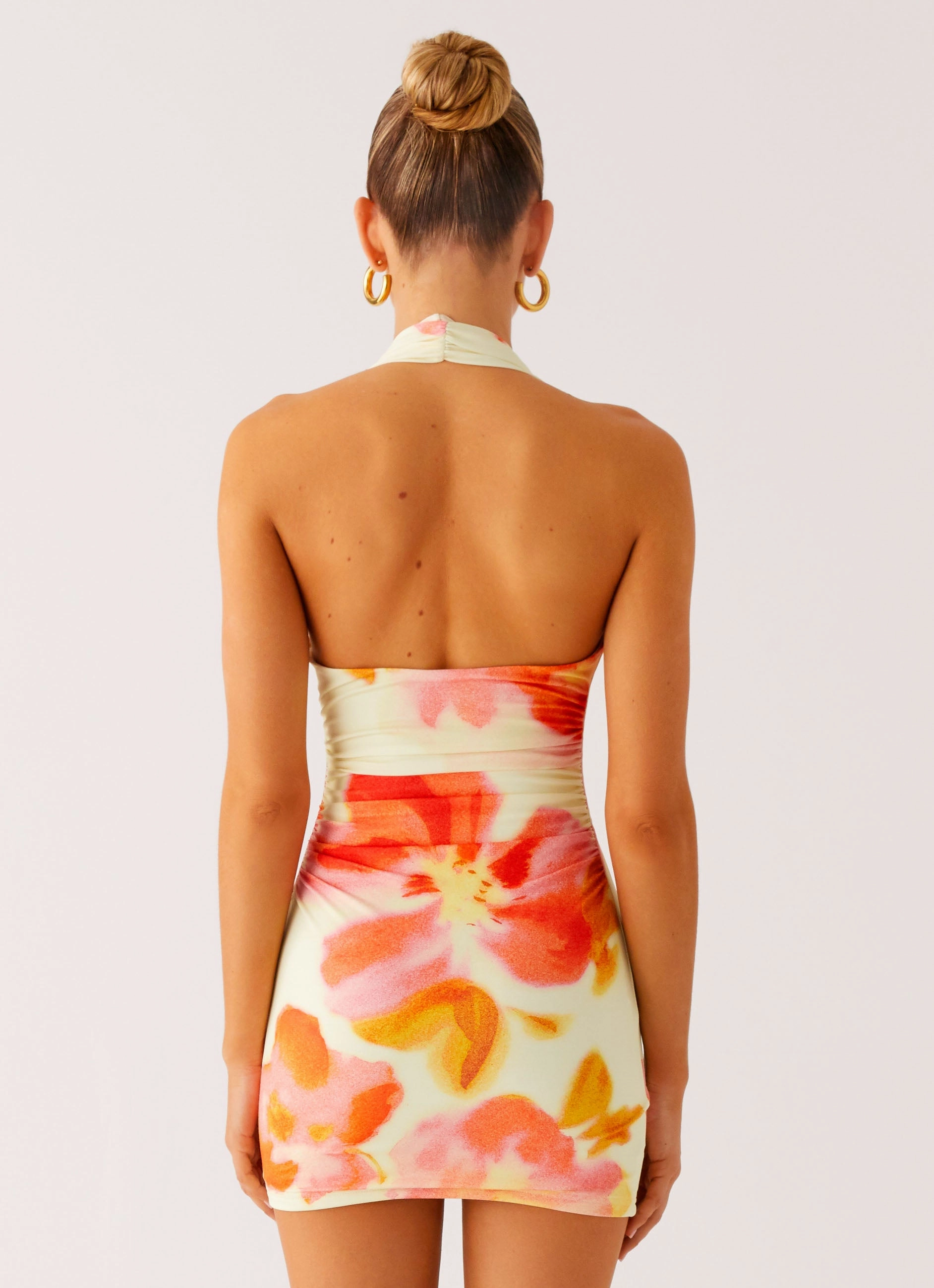 Vibrant Tone Knot-Detail Know You Better Mini Dress - Mimosa Blossom