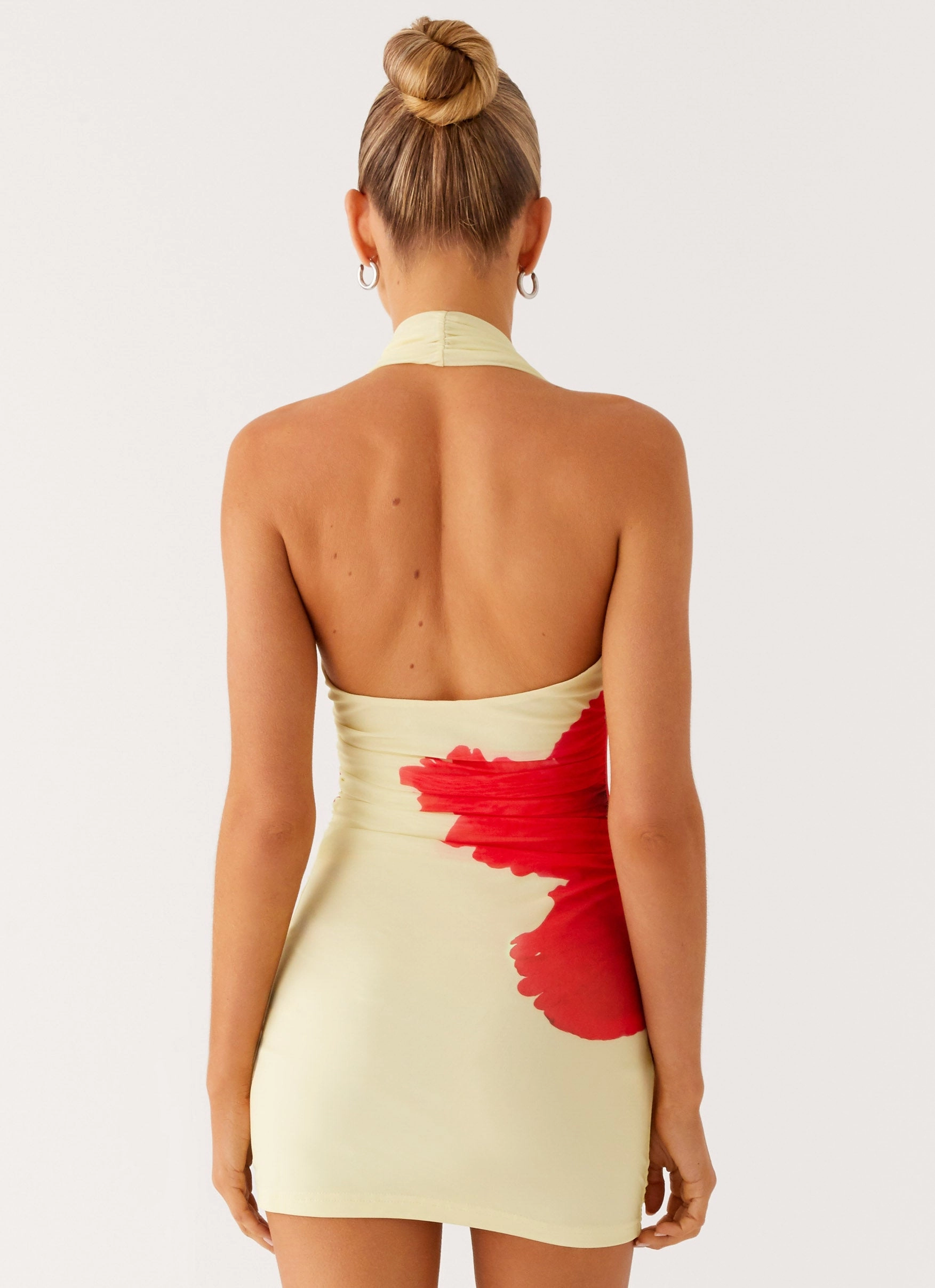 Know You Better Mini Dress - Scarlet Floral Bright-colored piece Halter-Neck
