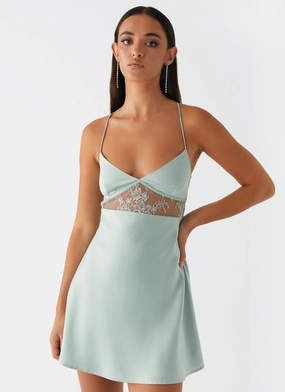 Edgy Look Korren Lace Mini Dress - Sage