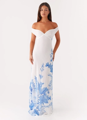 Soft Profile Pocket-Detail Krissa Maxi Dress - Blue Floral