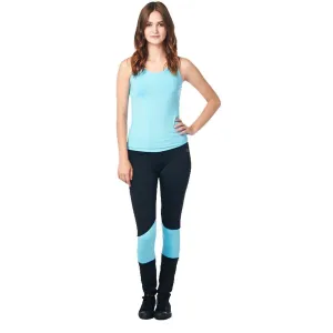 LA Society Women's Yoga Fitness Turquoise/Black Racerback Sleeveless Tank Top and Yoga Legging Pants