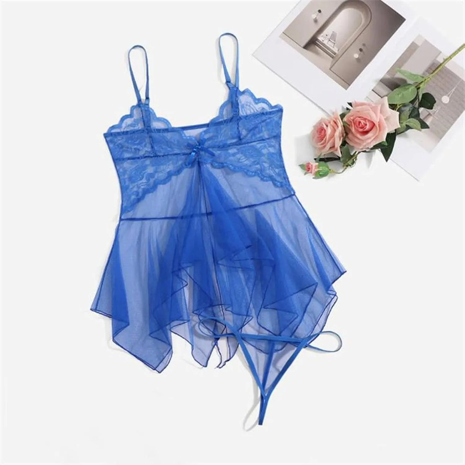 Lace Babydoll Lingerie Set for Women,Sheer Mesh with G-String,Perfect for Romantic Nights
