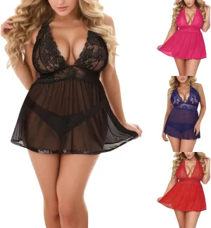 Lace Babydoll Women's Lace Teddy Lingerie Set,Adjustable Straps,Sexy and Comfortable Nightwear
