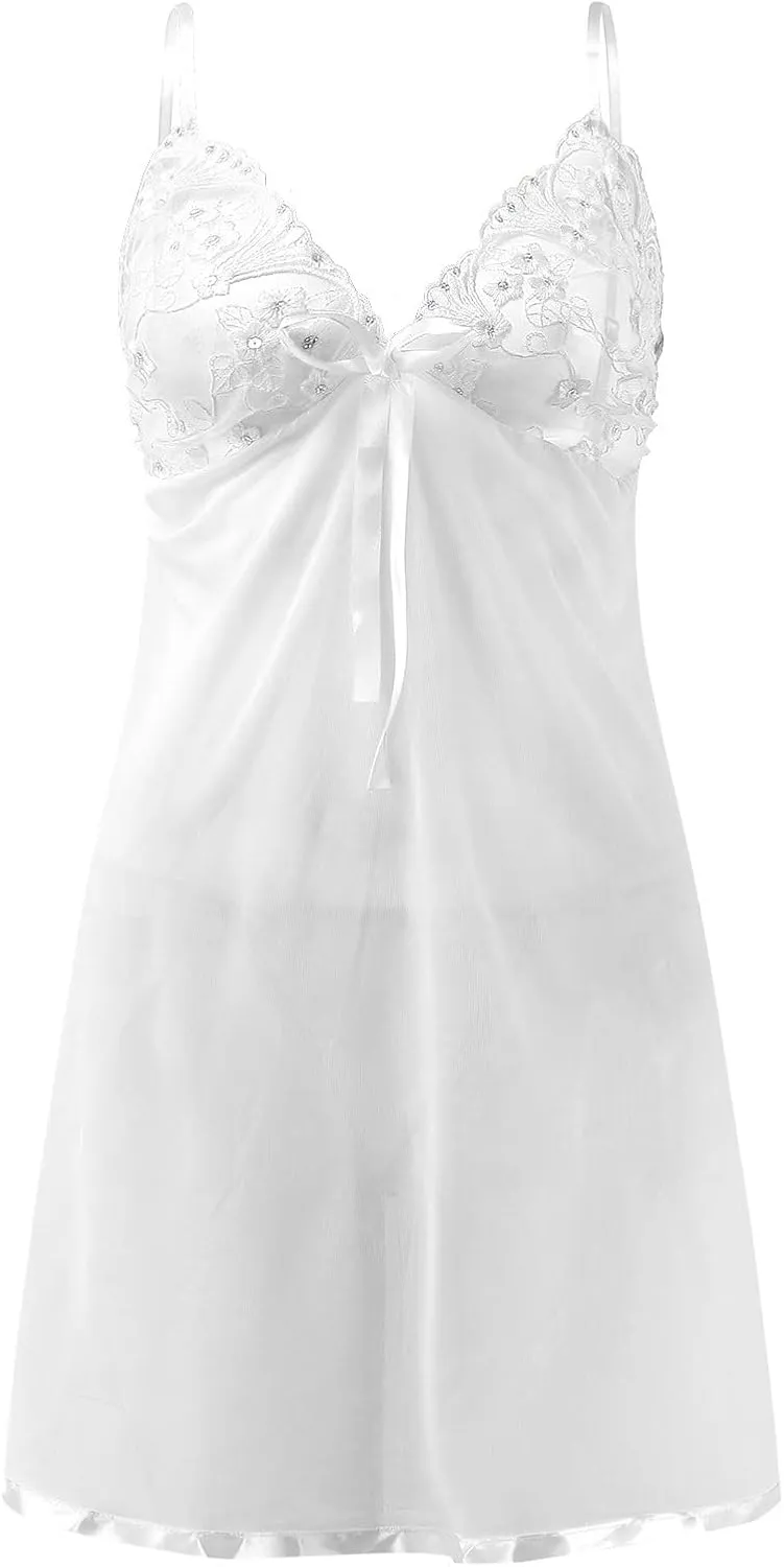 Lace Women's Exotic Lingerie Sexy Nightie Babydoll Mesh Dress Kinky Nightwear Sheer Nightgown Flattering Sleepwear