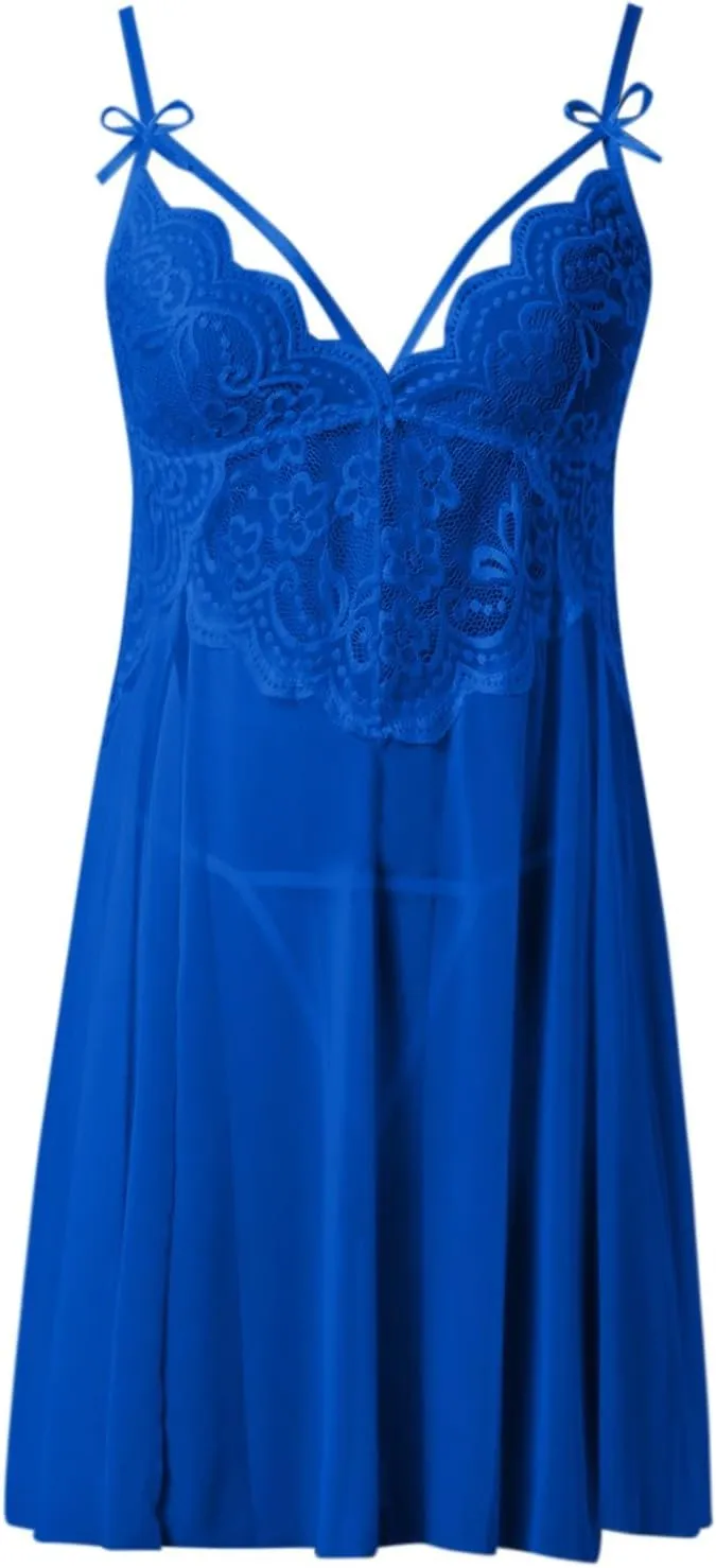 Lace Womens Sexy Lingerie Embroidered Babydoll Chemise Kinky Teddy Naughty Slip Dress Flattering Nightwear Slutty