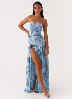 Eden Strapless Maxi Dress - Opulent Blue Timeless Beauty