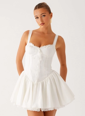 Lacie Mini Dress - White Trendy Cut Light Weight