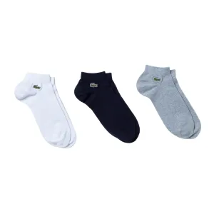 Lacoste Unisex Low-Cut Sports Socks 3 Pack - Silver Chine/Navy Blue/White