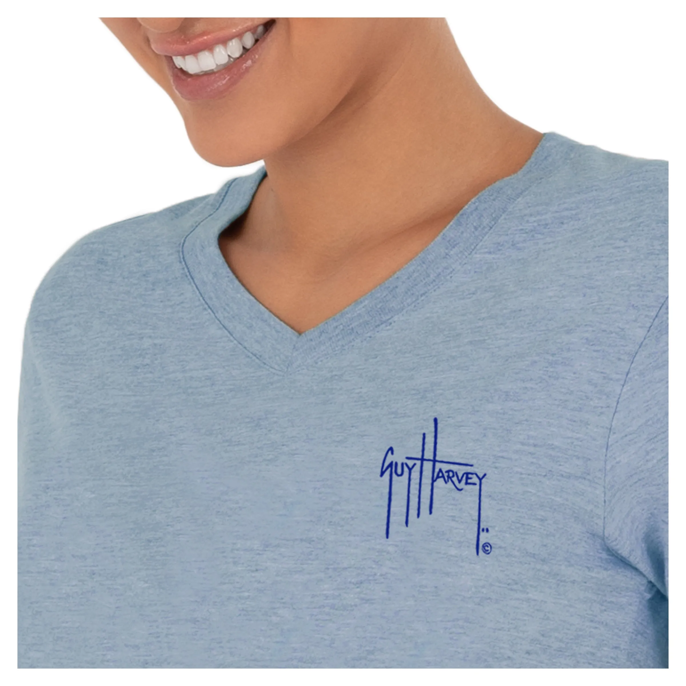 Ladies Marlin Runner Short Sleeve V-Neck T-Shirt