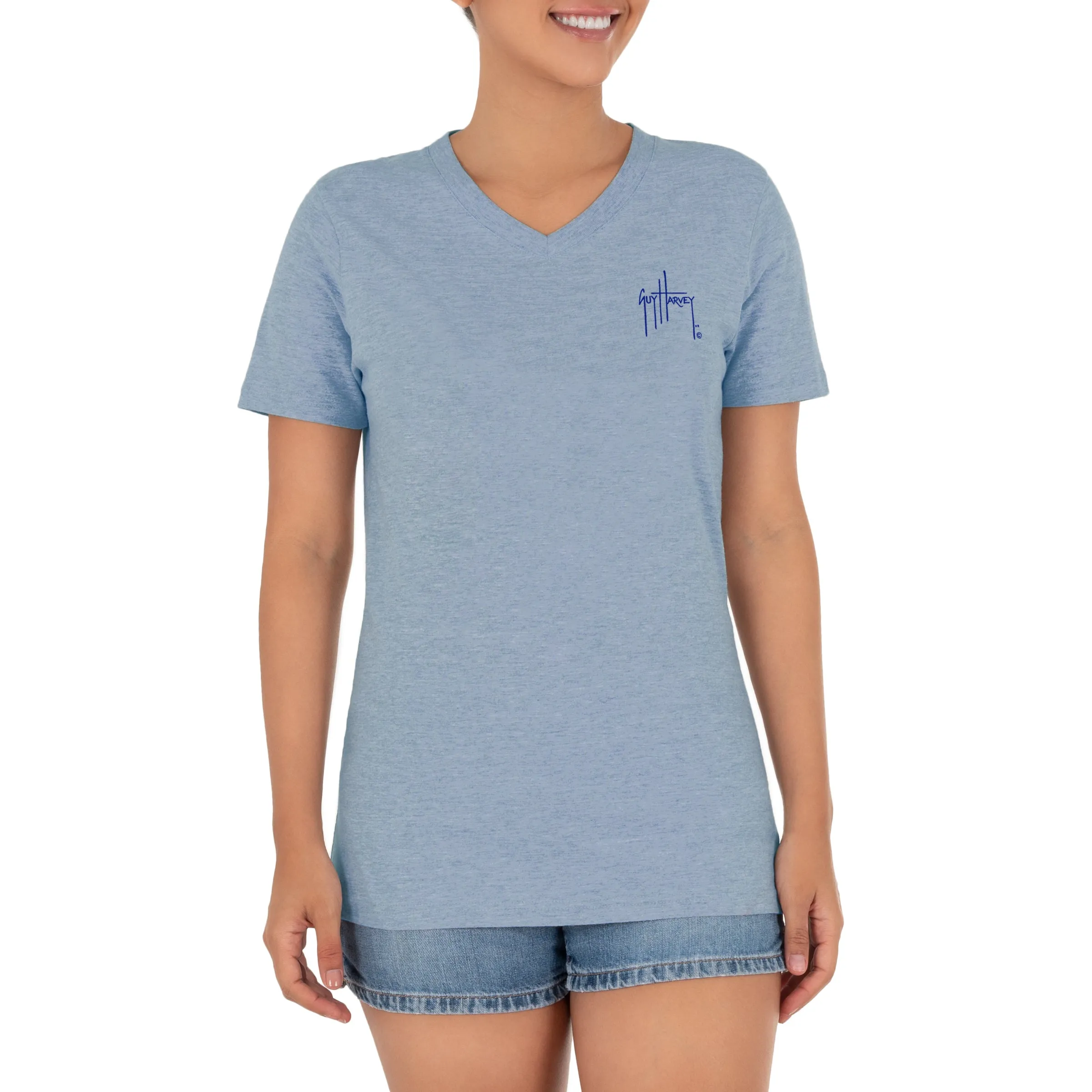Ladies Marlin Runner Short Sleeve V-Neck T-Shirt