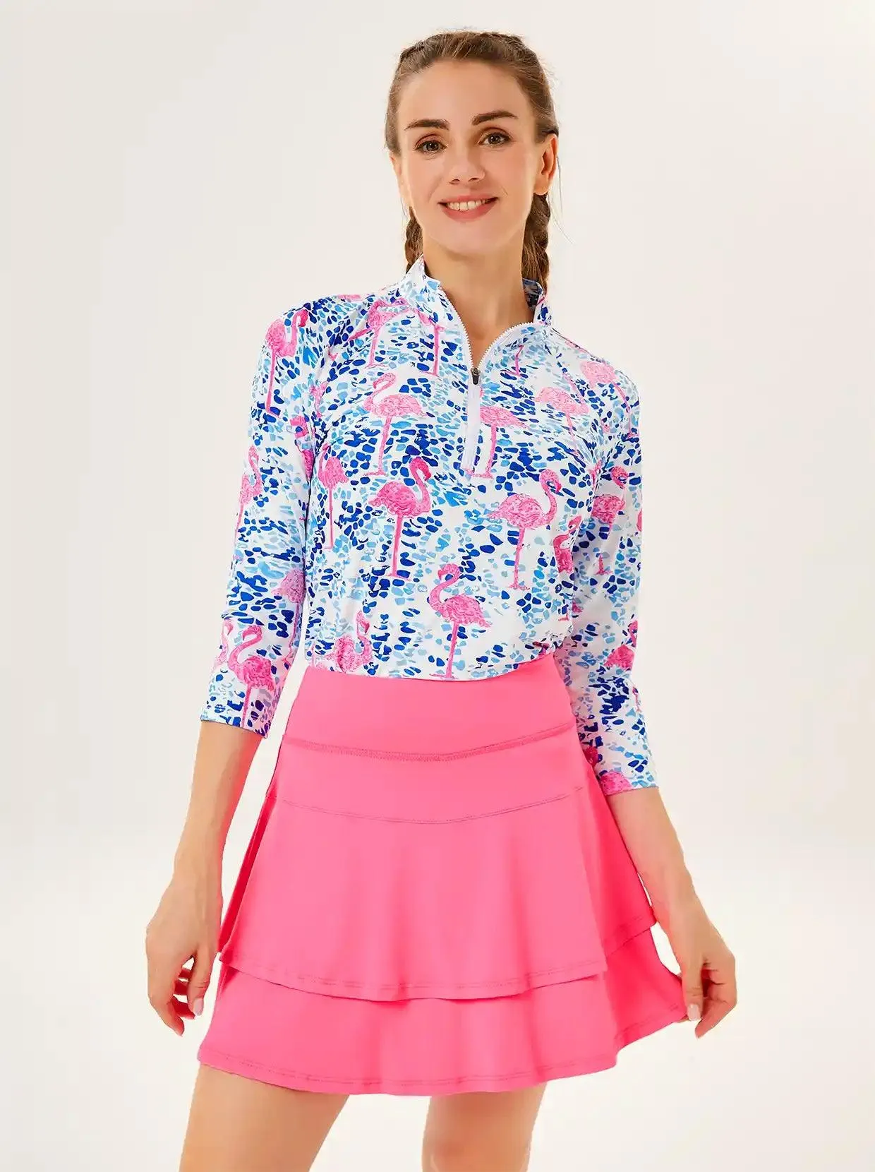 Ladies Ruffle Pleated Tennis Skort with Pockets