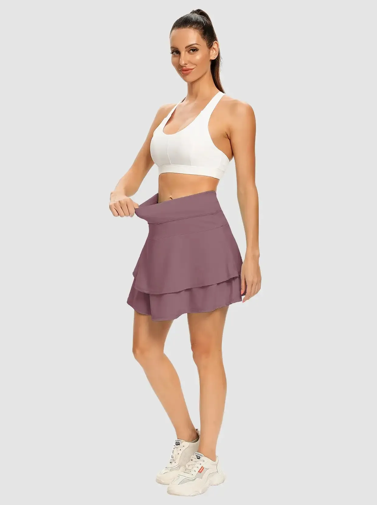 Ladies Ruffle Pleated Tennis Skort with Pockets
