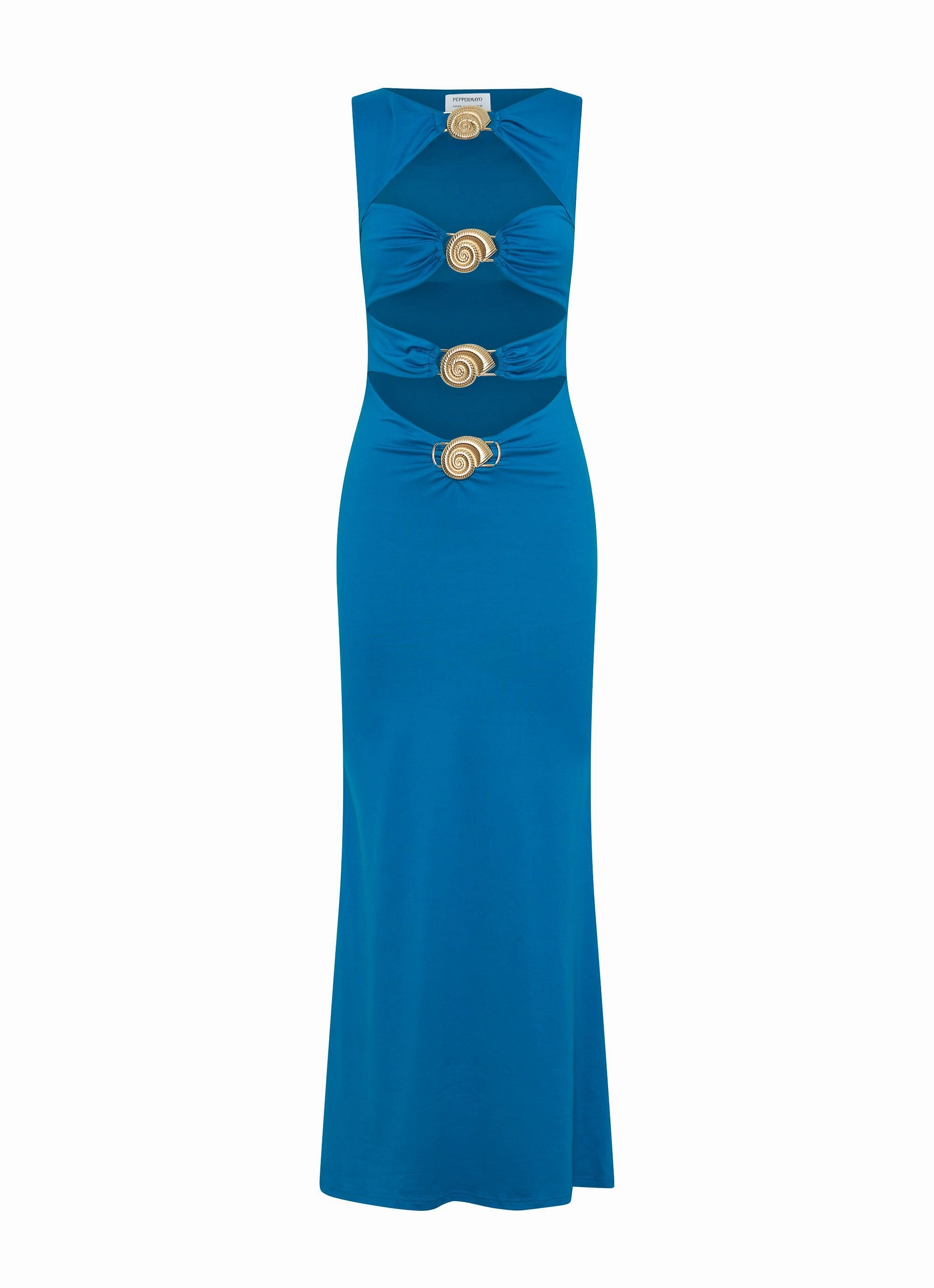 Breathable Feel Comfort Stretch Lagoon Cut Out Maxi Dress - Royal Blue